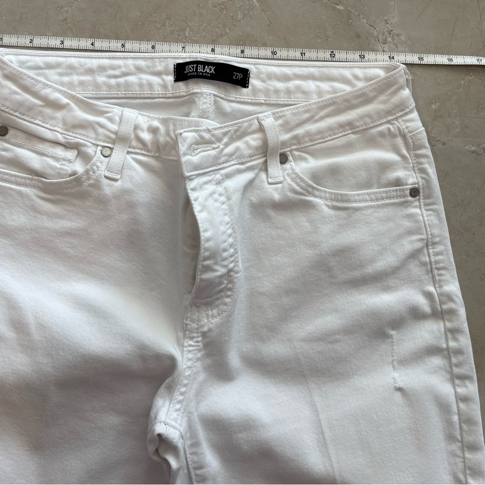 Just Black White Distressed Denim Mid Rise Skinny Jeans Size 27P Cotton Blend - Picture 3 of 8